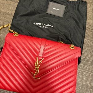 Saint Laurent Red Envelope Large Shoulder Bag